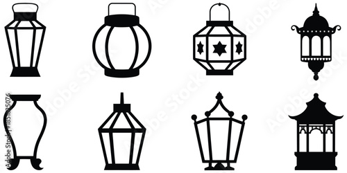 silhouette collection of decorative lanterns featuring a variety of shapes and styles for festive occasions, home decor, celebrations, cultural events, and traditional holiday design projects.