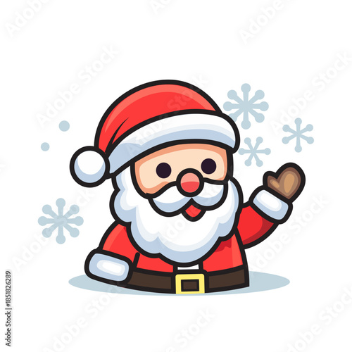 Santa Face with Snowflakes flat Vector