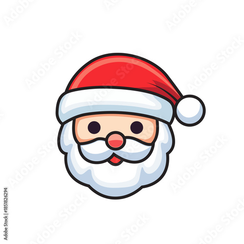 Christmas Santa Head Cute flat Vector