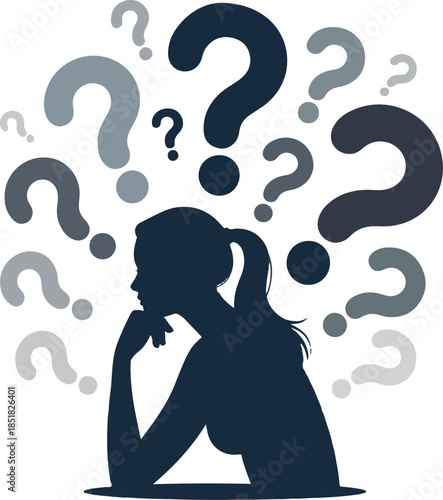 Conceptual Illustration of Mental Confusion, Curiosity, and Problem Solving