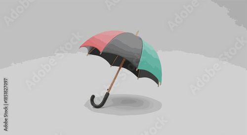 Colorful Umbrella on a Grey Background