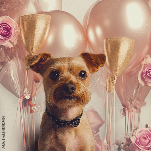 champagne celebrating dog