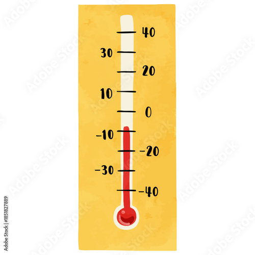 温度計　水彩風手描きベクターイラスト