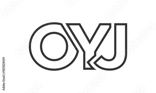 OYJ logo design template with strong and modern bold text. Initial based vector logotype featuring simple and minimal typography. Trendy company identity.