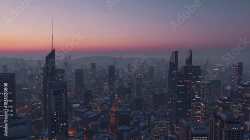 Wallpaper Mural breathtaking view of city skyline at sunset. sunsets over vibrant city, casting golden hues over tall buildings. city landscape contrasts with colorful sky, creating peaceful yet dynamic urban vista. Torontodigital.ca