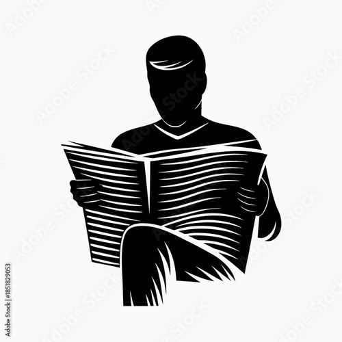 Man reading newspaper while sitting comfortably in a chair  