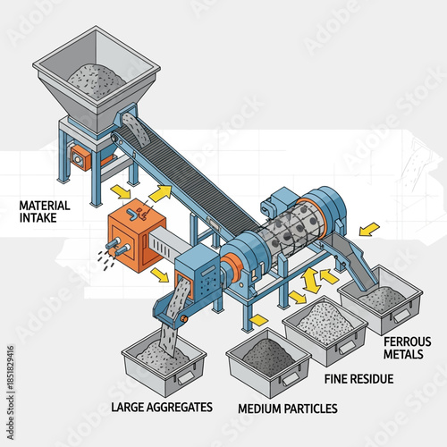 Industrial Recycling Machine for Material Separation and Processing.