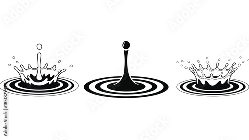 Water droplets splashing into water surface