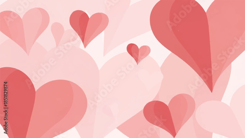 A Soft and Romantic Background Featuring Many Overlapping Red Hearts in Various Sizes and Opacities