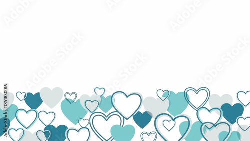 A beautiful arrangement of teal and white hearts, creating a lovely and romantic border for your designs