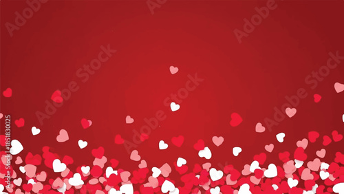 Crimson Red Background with Falling Hearts - A Romantic and Festive Design Element for Valentine's Day and Celebrations