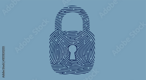 Digital Security Concept Fingerprint Padlock Icon for Identity Protection and Biometric Access