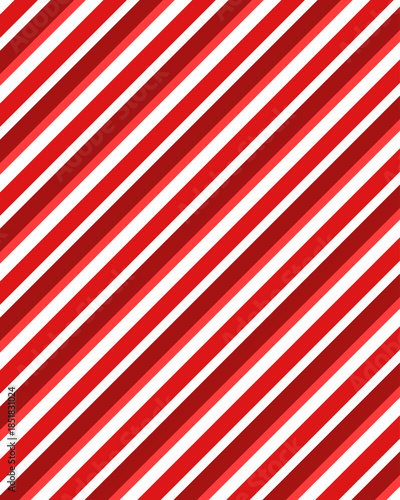 Red, green and white diagonal stripes background vector illustration. Candy cane pattern for Christmas or New Year concept, flat lay. Stripe pattern for gift wrap, fabric pattern, textile, tile