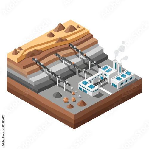 Isometric View of Underground Mining and Processing Plant.