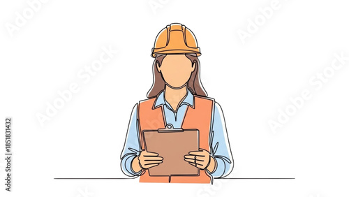 Female construction worker reviewing documents at a site