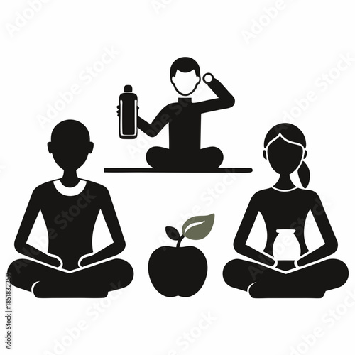 Yoga and meditation silhouette of a woman in lotus pose vector illustration