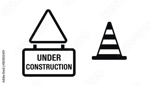 Under construction road signs indicating work in progress
