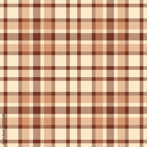 1960s seamless vector fabric, variety pattern check texture. Folklore tartan background plaid textile in blanched almond and red colors.
