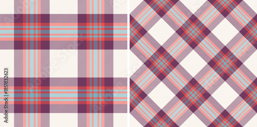 Textile seamless texture of pattern fabric plaid with a vector tartan check background. Set in vintage colors for pillow arrangement on bed.