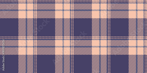 Pano tartan texture pattern, kind textile vector background. Presentation seamless check plaid fabric in indigo and orange colors.