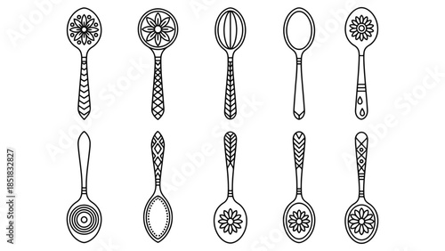 Decorative spoons with floral patterns and designs