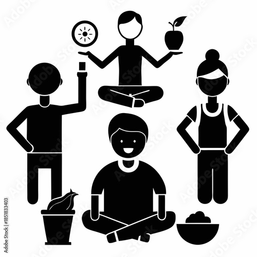 Set of business people icons and silhouettes