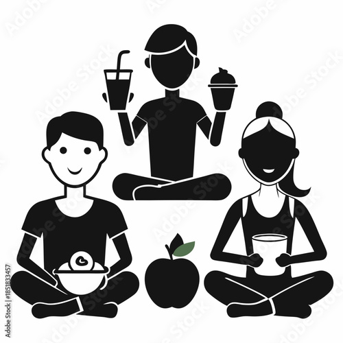 vector illustration of a happy family icon set