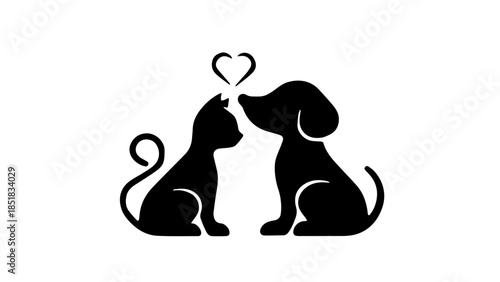 Pets Showing Affection Silhouette