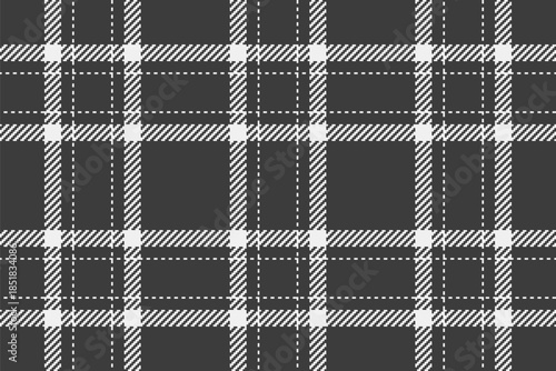 Flowing tartan pattern background, styling textile texture check. Display plaid fabric vector seamless in grey and white colors.