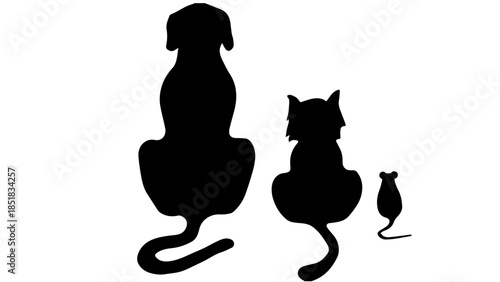 Dog, Cat, and Mouse Silhouette