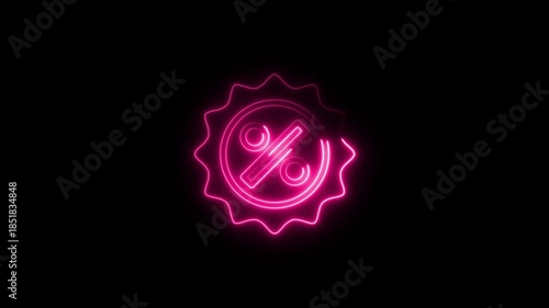 Pink Neon Percentage Discount Badge Icon image photo