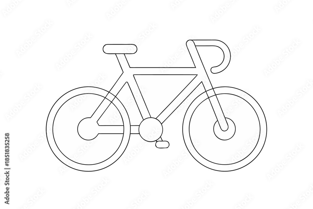 Fototapeta premium Simple Outline Drawing of a Bicycle Side View