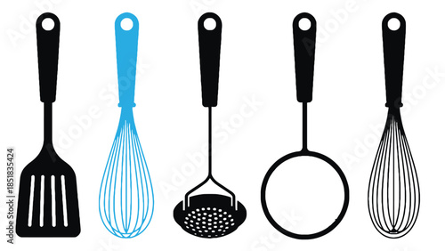 Kitchen utensils for cooking and food preparation