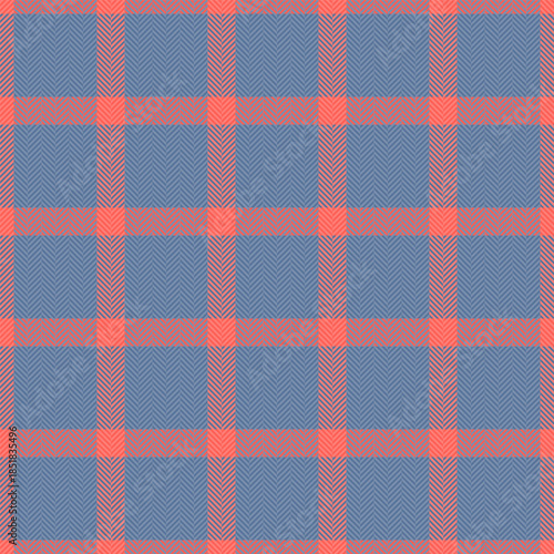 Page check textile seamless, scenery vector texture fabric. Idyllic tartan background plaid pattern in blue and red colors.