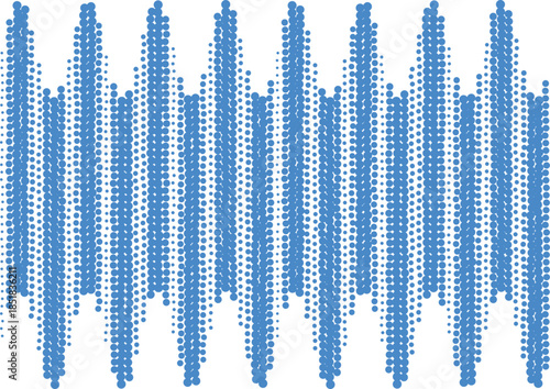 Abstract blue dotted wave pattern representing digital audio frequency and rhythmic equalizer background
