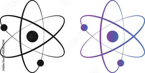 Nuclear Power Icons. Atom structure graphic design. Scientific Research Icons. Data and biotechnology design elements
