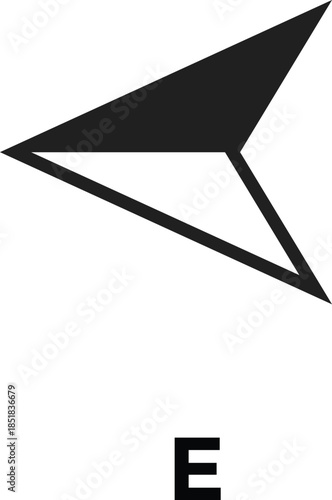 Navigation east Symbols. Directional arrow icon. Cardinal Direction Symbols. east pointing graphic set. Map and location indicators
