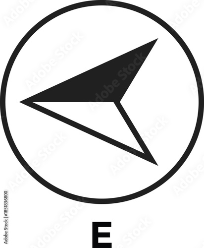 Navigation east Symbols. Directional arrow icon. Cardinal Direction Symbols. east pointing graphic set. Map and location indicators
