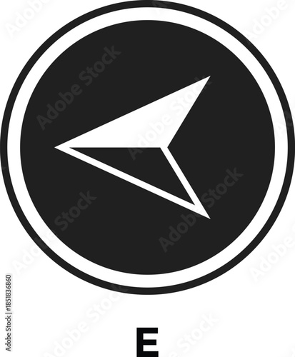 Navigation east Symbols. Directional arrow icon. Cardinal Direction Symbols. east pointing graphic set. Map and location indicators
