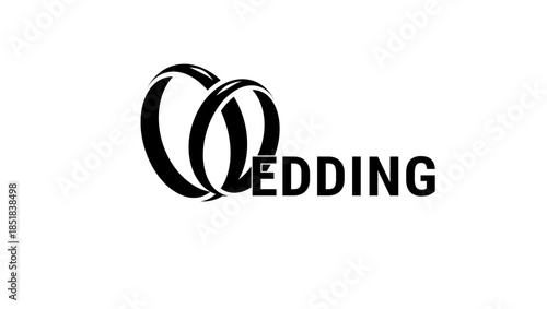 Wedding inscription, black isolated silhouette