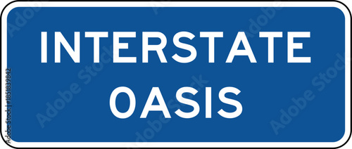 Interstate Oasis Road Sign Design Vector