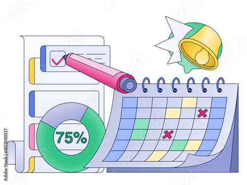 Checklist and calendar with event notifications