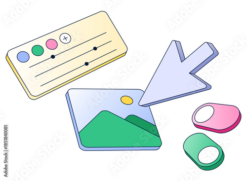 Web design elements with toggles and cursor