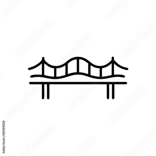 Flat Bridge Structure Suspension Bridge Silhouette