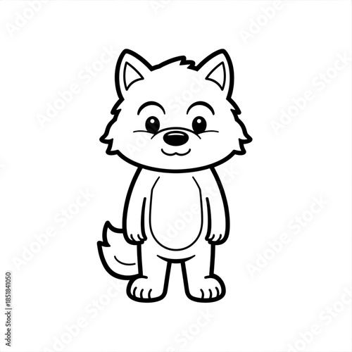 Cute cartoon wolf standing