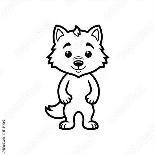 Cute cartoon wolf standing