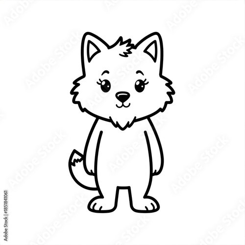 Cute cartoon cat standing