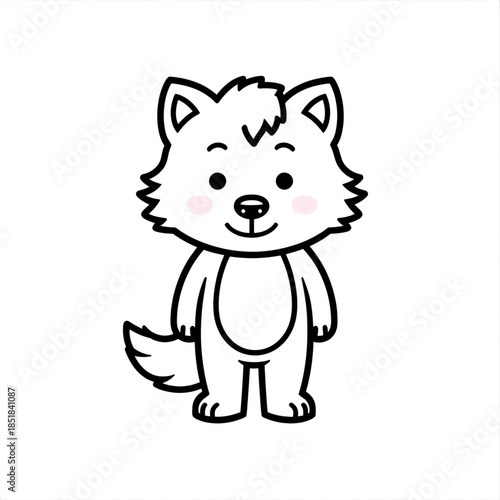 Cute cartoon wolf standing