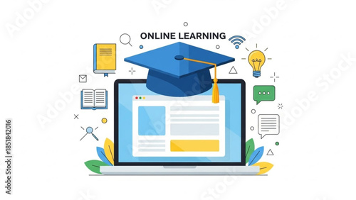 vector illustration of a modern laptop with a house