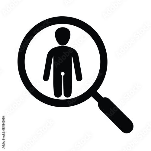 Flat Design Magnifying Glass Over Body